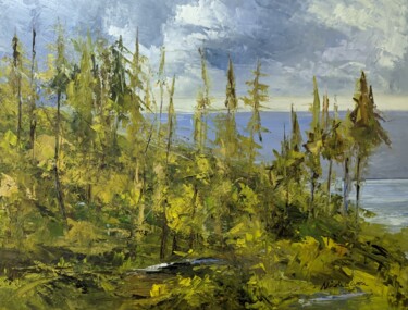 Painting titled "Lac Supérieur" by Nicole Caron, Original Artwork, Oil