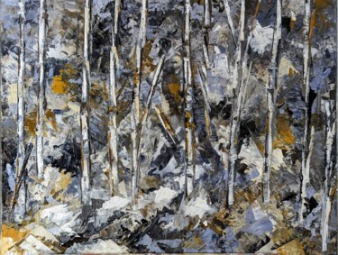Pintura intitulada "Frosted birch lands…" por Nicole Caron, Obras de arte originais, Óleo