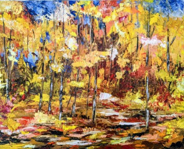 Painting titled "Souvenirs d'automne" by Nicole Caron, Original Artwork, Oil