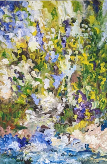 Malerei mit dem Titel "Floral acidulé IV" von Nicole Caron, Original-Kunstwerk, Öl