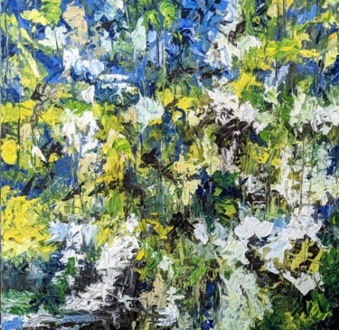 Pittura intitolato "La ligne des arbres" da Nicole Caron, Opera d'arte originale, Olio