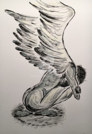 Painting titled "The mourning Angel" by Nicole Cecil B, Original Artwork, Acrylic