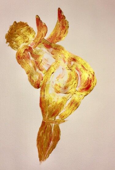 Painting titled "Golden Angel" by Nicole Cecil B, Original Artwork