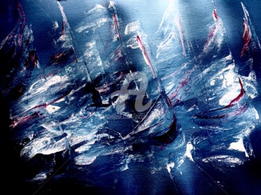 Painting titled "Izola - Sailing Boa…" by Nicole Cecil B, Original Artwork, Acrylic