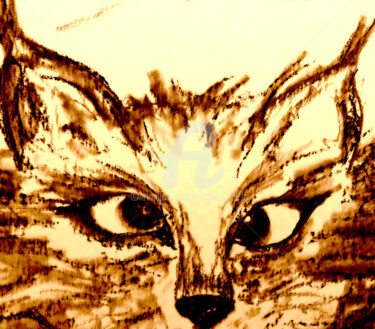 Painting titled "Cat" by Nicole Cecil B, Original Artwork, Charcoal