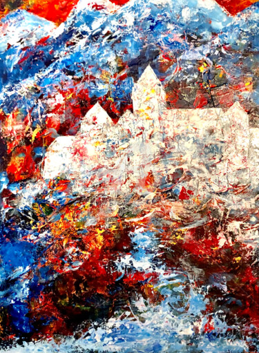 Painting titled "Castle Hohenaschau…" by Nicole Cecil B, Original Artwork, Acrylic