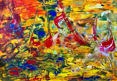 Peinture intitulée "Sailing Boats" par Nicole Cecil B, Œuvre d'art originale, Acrylique