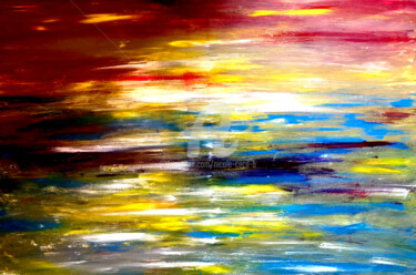 Painting titled "Boat on the Water" by Nicole Cecil B, Original Artwork, Acrylic