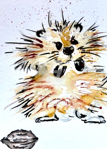 Painting titled "Hamster" by Nicole Cecil B, Original Artwork, Watercolor