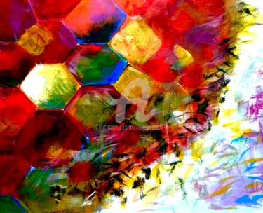 Painting titled "Honeycombs" by Nicole Cecil B, Original Artwork, Acrylic