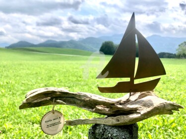 Sculpture titled "Sailing in the Storm" by Nicole Cecil B, Original Artwork, Wood