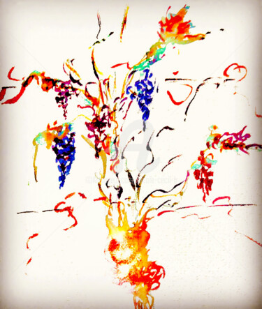 Painting titled "Last Grapes after t…" by Nicole Cecil B, Original Artwork, Watercolor
