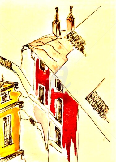 Painting titled "Somewhere in Berlin" by Nicole Cecil B, Original Artwork, Watercolor