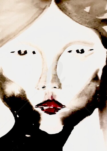 Painting titled "Woman" by Nicole Cecil B, Original Artwork, Watercolor