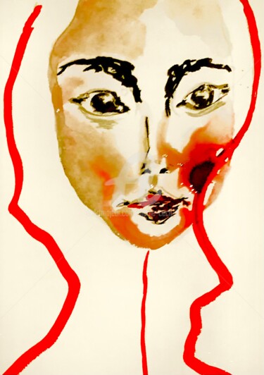 Painting titled "Woman 2" by Nicole Cecil B, Original Artwork, Watercolor