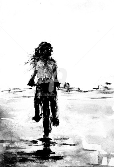Peinture intitulée "Girl on the Bike" par Nicole Cecil B, Œuvre d'art originale, Acrylique