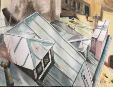 Peinture intitulée "toits de Paris" par Nicole Chapelon, Œuvre d'art originale, Aquarelle