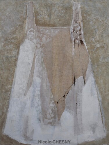 Painting titled "Chemise de nuit" by Nicole Chesny, Original Artwork, Acrylic Mounted on Wood Stretcher frame