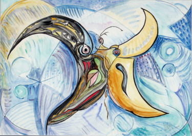Peinture intitulée "LE MAGNIFIQUE" par Nikol, Œuvre d'art originale, Aquarelle