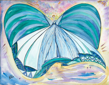 Peinture intitulée "REINE ALEXANDRA" par Nikol, Œuvre d'art originale, Aquarelle