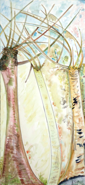 Peinture intitulée "ARBRES EN HIVER" par Nikol, Œuvre d'art originale, Aquarelle
