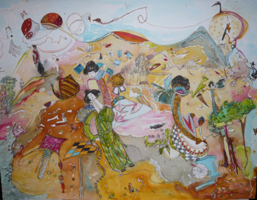 Peinture intitulée "EVOCATION NIPPONE" par Nikol, Œuvre d'art originale, Aquarelle