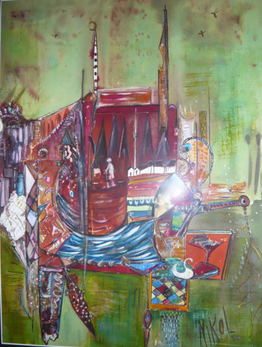 Peinture intitulée "LA CITADELLE" par Nikol, Œuvre d'art originale, Encre