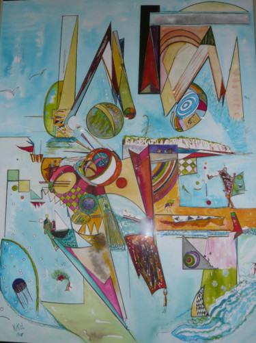Peinture intitulée "JEUX D'ETE" par Nikol, Œuvre d'art originale, Encre