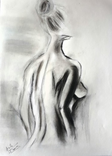 Dessin intitulée "La femme légerement…" par Nicole De Pauw, Œuvre d'art originale, Pastel