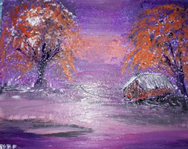 Painting titled "La  cabane au Canada" by Nicole De Pauw, Original Artwork, Acrylic