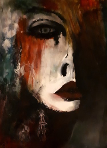 Peinture intitulée "La  jeune femme  tr…" par Nicole De Pauw, Œuvre d'art originale, Acrylique