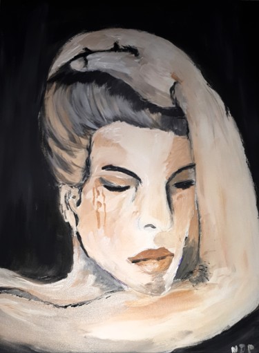 Painting titled "La  jeune  femme  t…" by Nicole De Pauw, Original Artwork, Acrylic Mounted on Wood Stretcher frame
