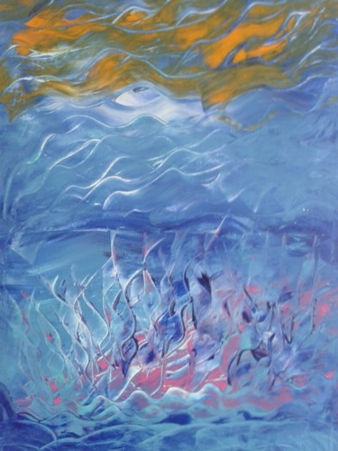 Peinture intitulée "Les vagues et le ci…" par Nicole De Pauw, Œuvre d'art originale, Acrylique