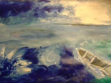 Peinture intitulée "l'océan qui gronde" par Nicole De Pauw, Œuvre d'art originale, Huile