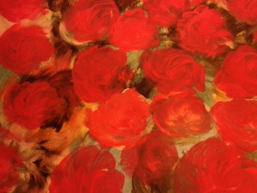 Painting titled "Bouquet de roses" by Nicole De Pauw, Original Artwork, Oil