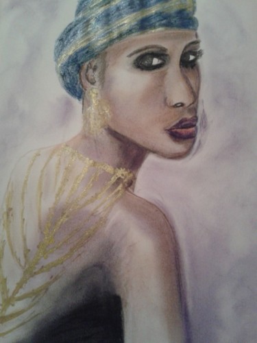 Dessin intitulée "La belle au bijoux" par Nicole De Pauw, Œuvre d'art originale, Pastel