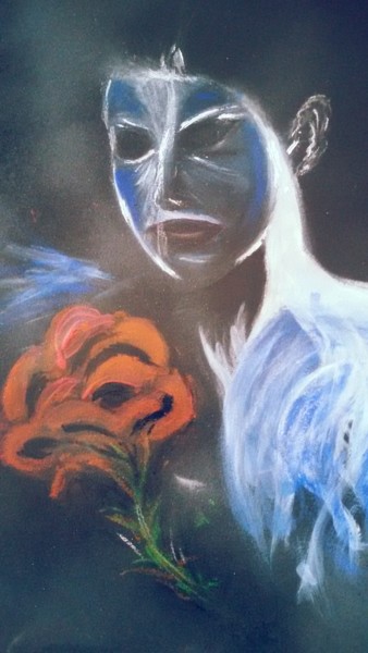 Painting titled "Le masque" by Nicole De Pauw, Original Artwork, Acrylic