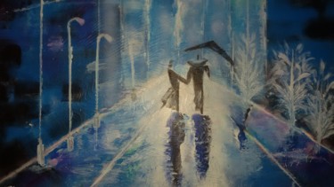 Malerei mit dem Titel "Sous la pluie" von Nicole De Pauw, Original-Kunstwerk, Acryl