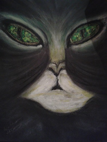 Painting titled "Les yeux de chat" by Nicole De Pauw, Original Artwork, Acrylic