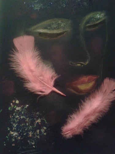 Dessin intitulée "La beauté noir" par Nicole De Pauw, Œuvre d'art originale, Pastel