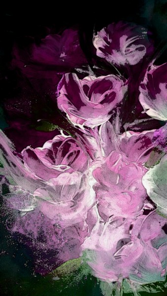 Arts numériques intitulée "Les fleurs de l'amo…" par Nicole De Pauw, Œuvre d'art originale, Peinture numérique