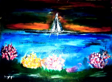 Peinture intitulée "Au bord de l'eau" par Nicole De Pauw, Œuvre d'art originale, Acrylique