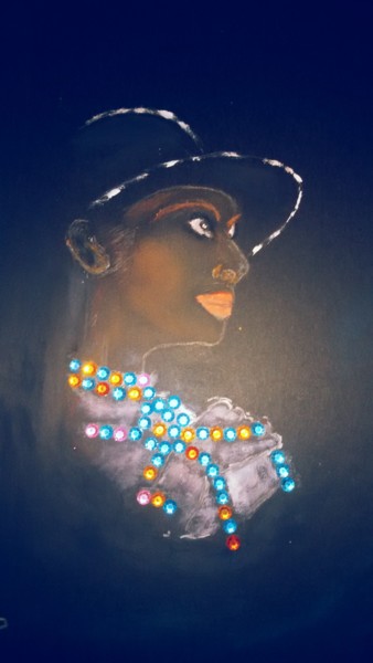 Dessin intitulée "La femme au chapeau…" par Nicole De Pauw, Œuvre d'art originale, Pastel