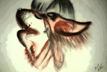 Dessin intitulée "la-femme-tranformer…" par Nicole De Pauw, Œuvre d'art originale, Pastel