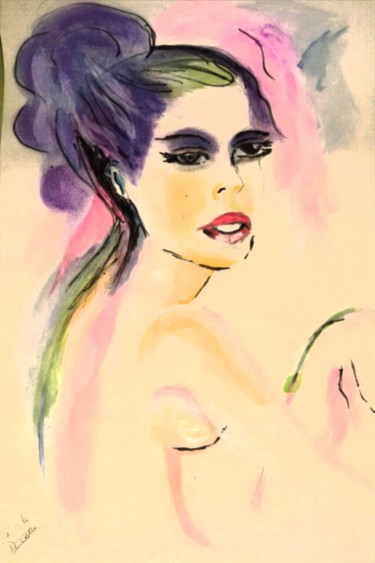 Peinture intitulée "la-femme-tout-en-co…" par Nicole De Pauw, Œuvre d'art originale, Aquarelle