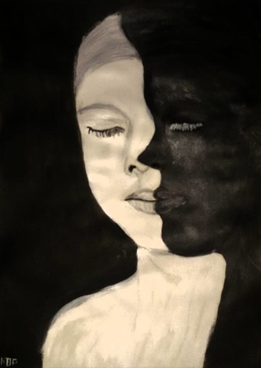 Malerei mit dem Titel "Deux visages en un" von Nicole De Pauw, Original-Kunstwerk, Acryl
