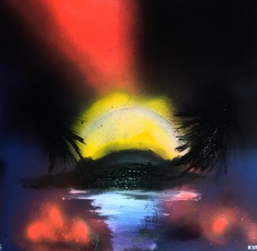 Peinture intitulée "le-coucher-du-solei…" par Nicole De Pauw, Œuvre d'art originale, Acrylique