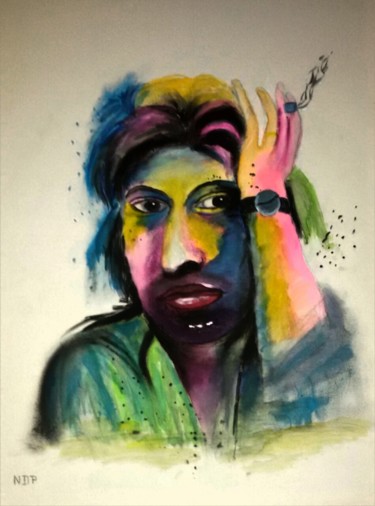 Peinture intitulée "Serge Gainsbourg" par Nicole De Pauw, Œuvre d'art originale, Huile