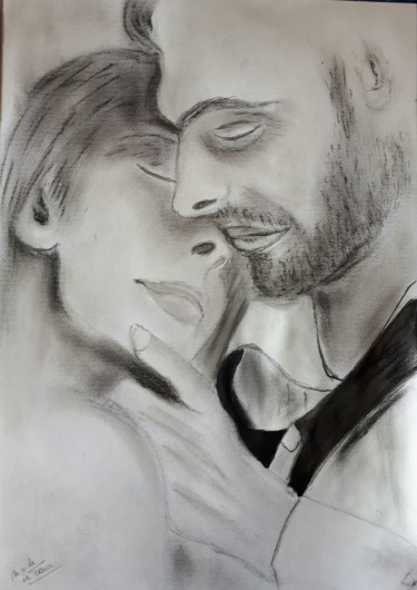 Drawing titled "Les amants" by Nicole De Pauw, Original Artwork, Pastel