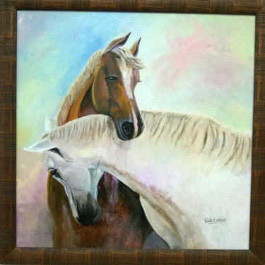 Peinture intitulée "calin-equestre.jpg" par Nicole Esnault, Œuvre d'art originale, Acrylique